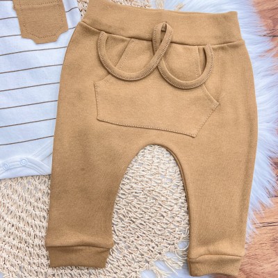 Conj. de Malha 3 peças - Dinos - Off White e Caramelo